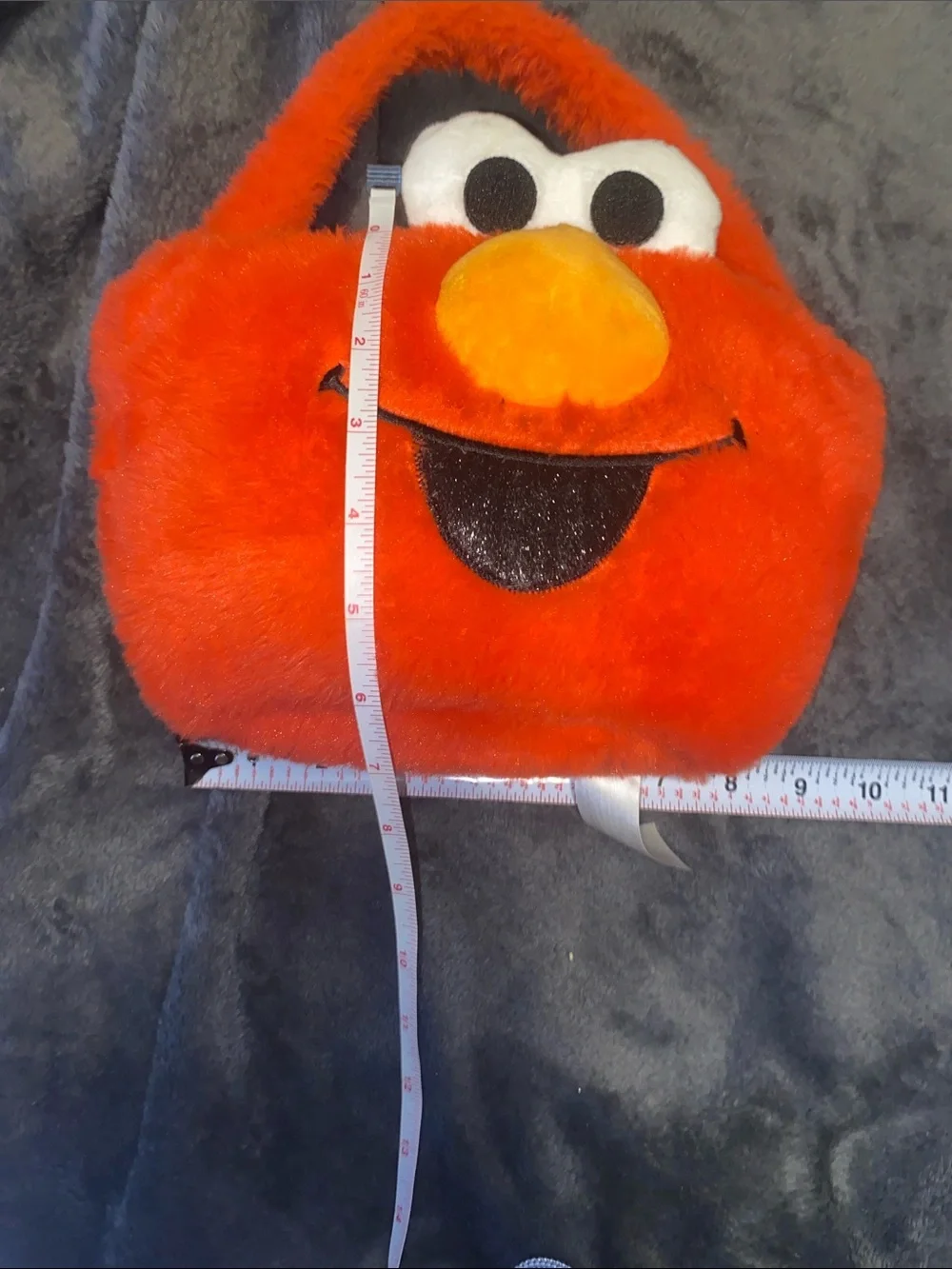 Plush Character Elmo Kids Basket- Bright Red Fuzzy Tote